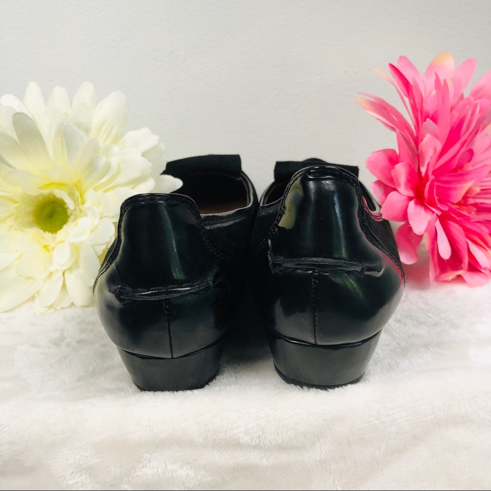 Donald J. Pliner Black Suede Wedge Flats with Gold Accent - Picture 7 of 10